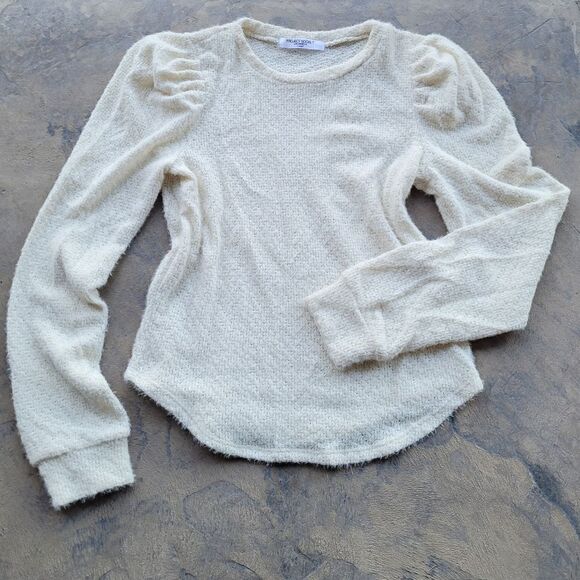 PROJECT SOCIAL T Knit Sweater Top Puff Sleeve Rounded Hem XS - Picture 1 of 7